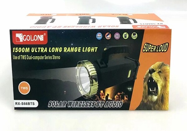 Ліхтар GOLON RX-S66BTS з радіо та сонячною панеллю Ліхтар GOLON RX-S66BTS з радіо та сонячною панеллю