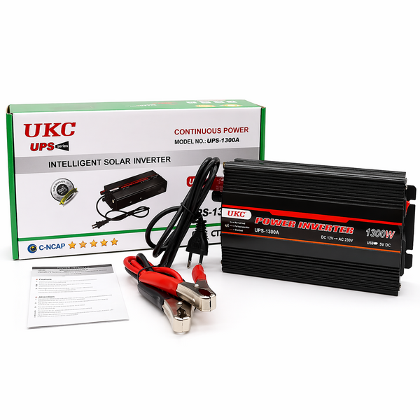 Перетворювач автомобільний інвертор UKC AC/DC UPS 1300 Ватт із зарядкою на 15 Ампер Перетворювач автомобільний інвертор UKC AC/DC UPS 1300 Ватт із зарядкою на 15 Ампер