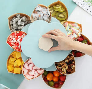 Складна двоярусна цукерка SUNROZ Flower Candy Box, що обертається, для цукерок і фруктів Складна двоярусна цукерка SUNROZ Flower Candy Box, що обертається, для цукерок і фруктів