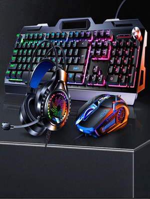 Ігровий комплект клавіатура та миша навушники килимок 4в1 Linmoni TF-400 Kit з RGB підсвічуванням для геймерів Ігровий комплект клавіатура та миша навушники килимок 4в1 Linmoni TF-400 Kit з RGB підсвічуванням для геймерів