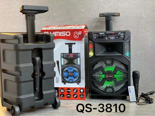 Портативна колонка з мікрофоном Kimiso QS-3810 Bluetooth для караоке пультом Портативна колонка з мікрофоном Kimiso QS-3810 Bluetooth для караоке пультом