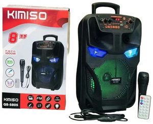 Легка та функціональна колонка-валіза Kimiso QS-5805 з мікрофоном (USB/BT/FM). Легка та функціональна колонка-валіза Kimiso QS-5805 з мікрофоном (USB/BT/FM).