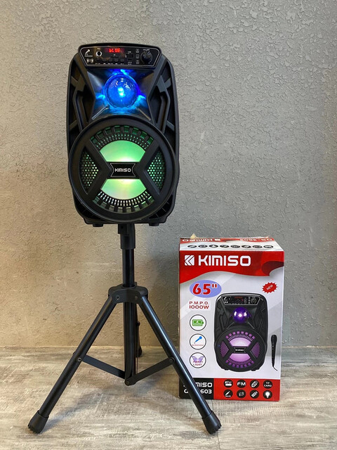 Акумуляторна бездротова Bluetooth колонка Kimiso QS-3603 (6.5") з мікрофоном та підсвічуванням Акумуляторна бездротова Bluetooth колонка Kimiso QS-3603 (6.5") з мікрофоном та підсвічуванням